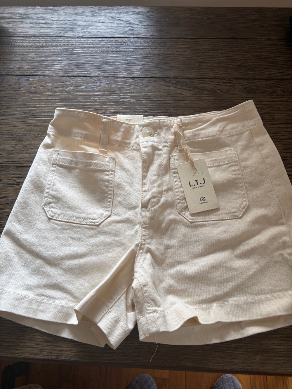 Women's Cream High-Waist Denim Shorts